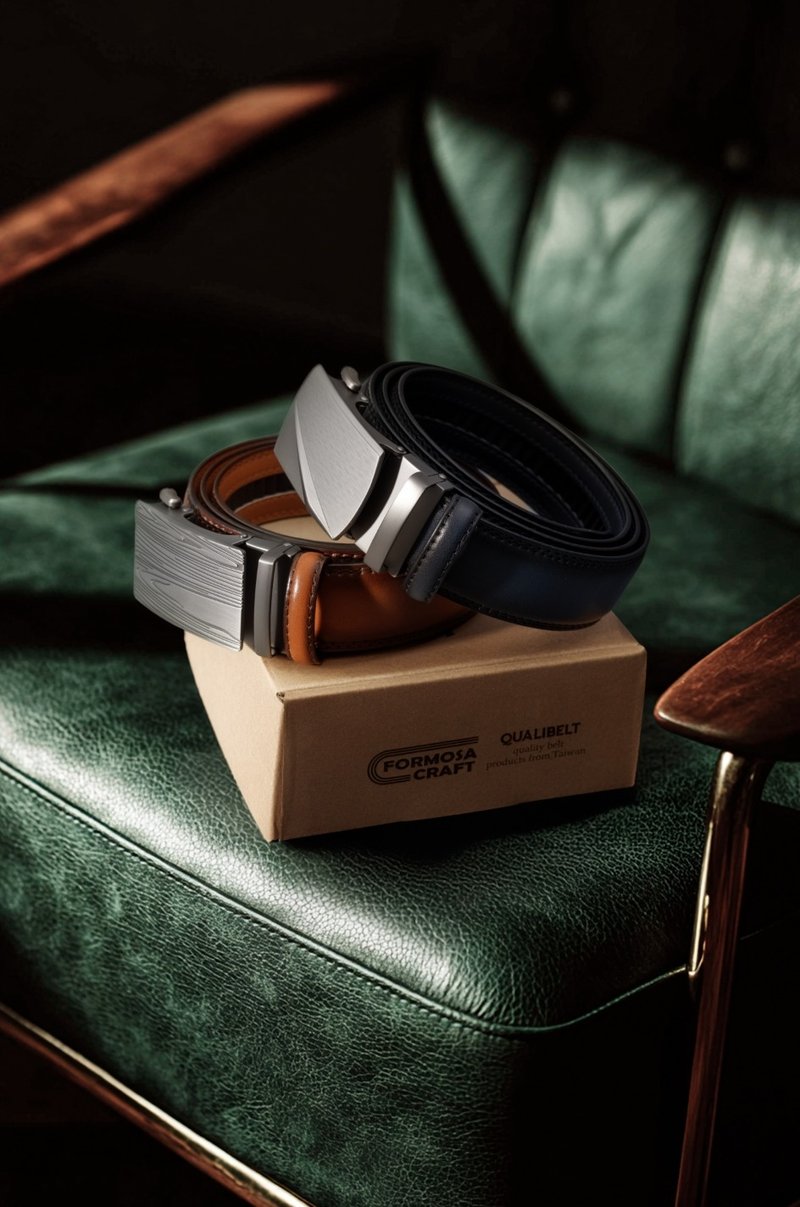 35MM 真皮双色自动扣皮带 - 渐层棕 - 土耳其进口头层牛皮 - 皮带/腰带 - 真皮 咖啡色