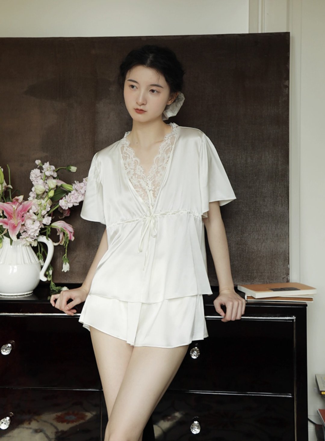 法式复古 22姆米性感真丝睡衣 蕾丝家居服 - 居家服/睡衣 - 丝．绢 多色