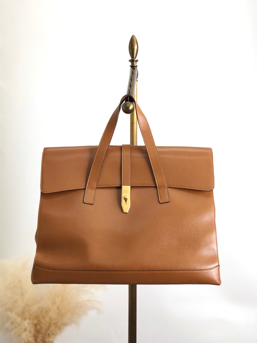【日本直送 品牌二手包】CELINE 手提包棕logo前锁皮革vintage old khb58r - 手提包/手提袋 - 真皮 咖啡色
