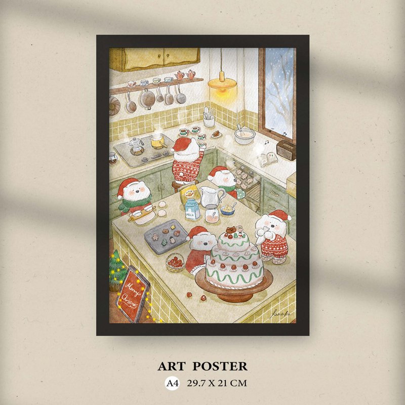 A4圣诞海报(共三款)_动物们的圣诞节 - 海报/装饰画/版画 - 纸 白色