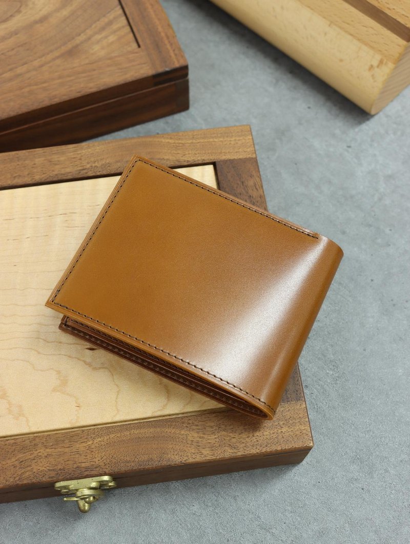 日本新禧马臀皮短银包 男装 短夹 钱包 钱夹 皮夹 - 皮夹/钱包 - 真皮 咖啡色