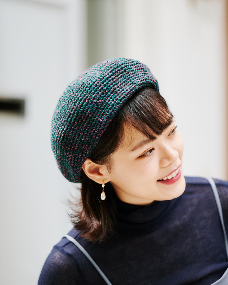 羊毛混纺贝蕾帽-森绿色 - 帽子 - 羊毛 绿色