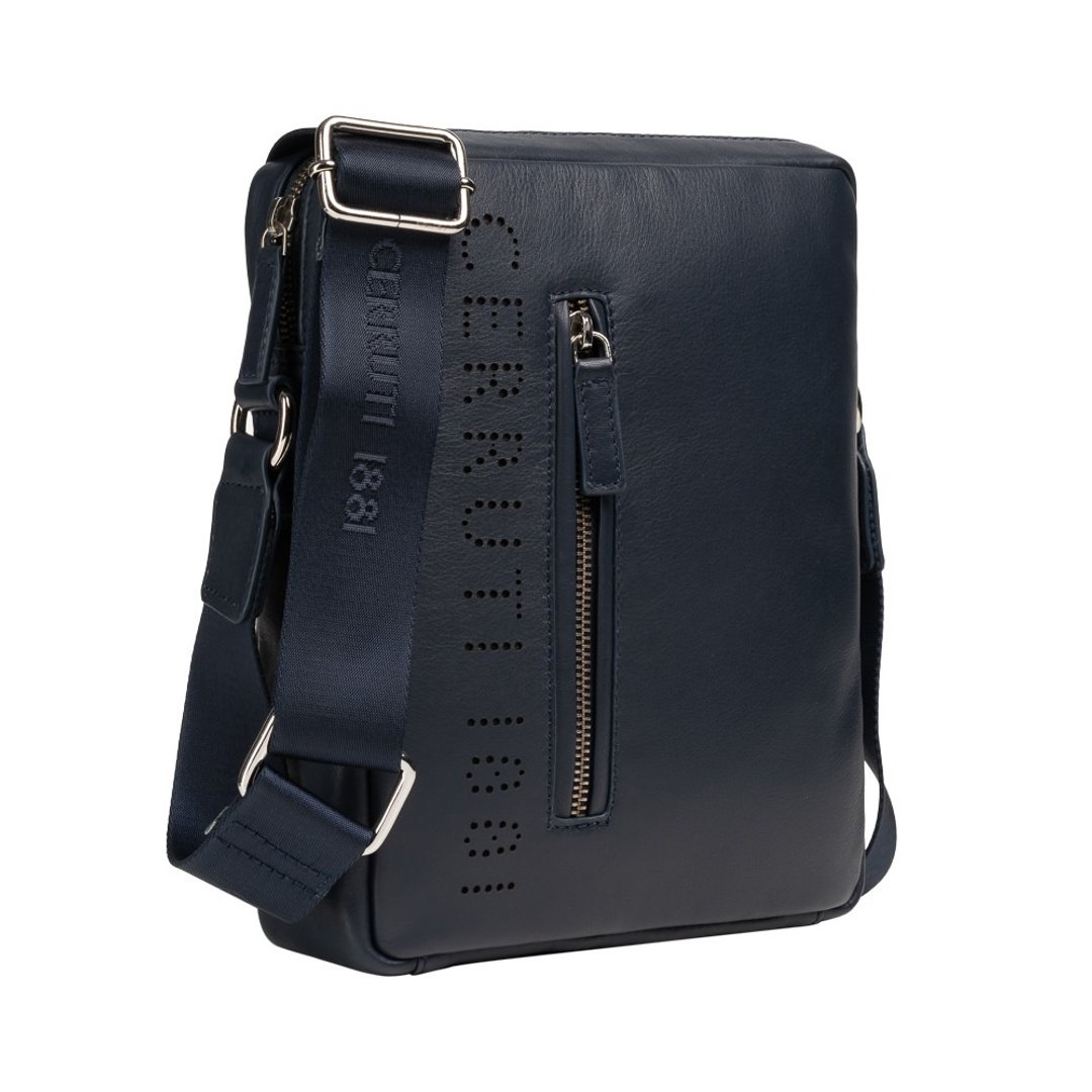 Cerruti 1881 顶级意大利小牛皮斜背包(蓝色 CEBO05332M) - 侧背包/斜挎包 - 真皮 
