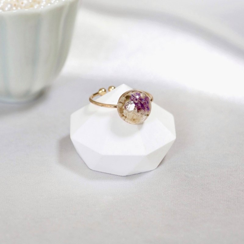 小精灵 戒指 3款 施华洛世奇 水钻 珍珠 干燥花戒指 可调节戒围 - 戒指 - 树脂 透明