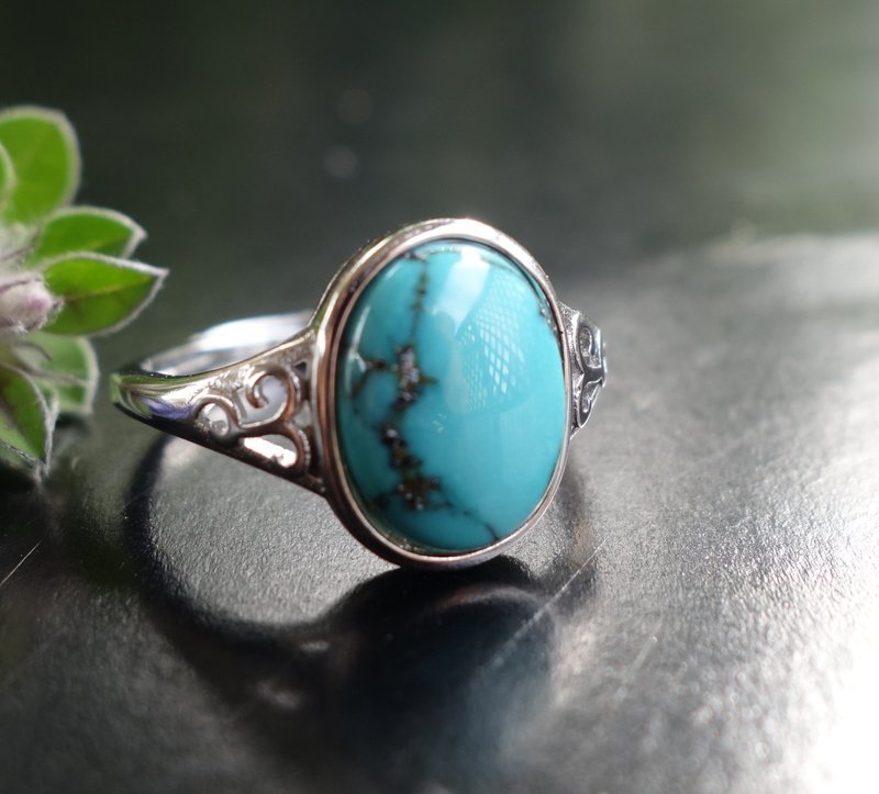 天然老绿松石戒指2.4克 绿松石 活口指环 古董 挂坠 老珠子 古董 - 戒指 - 玉石 多色