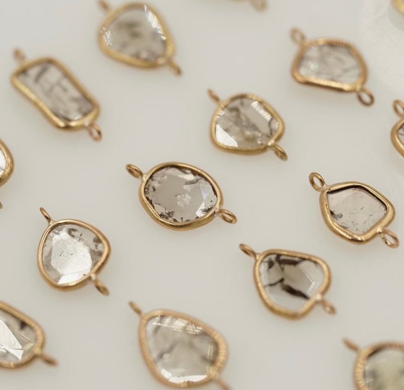 Salt & Pepper 18K金镶椒盐钻星空钻钻石薄片天然钻石可调式手链 - 手链/手环 - 钻石 灰色