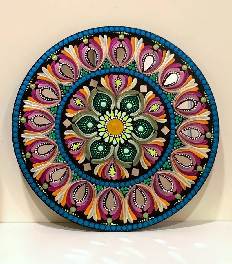 曼陀罗画作 曼陀罗艺术 手工绘制  30*30 - 海报/装饰画/版画 - 木头 多色