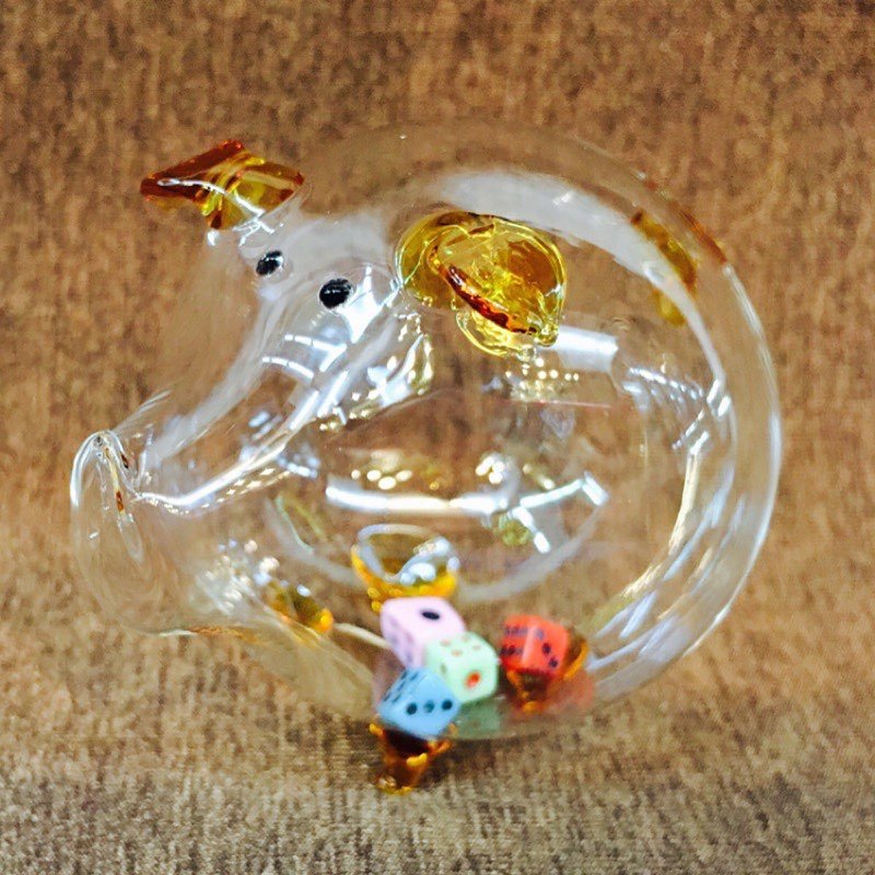 水晶玻璃 可爱 猪 生肖 骰子 好玩 - 摆饰 - 玻璃 