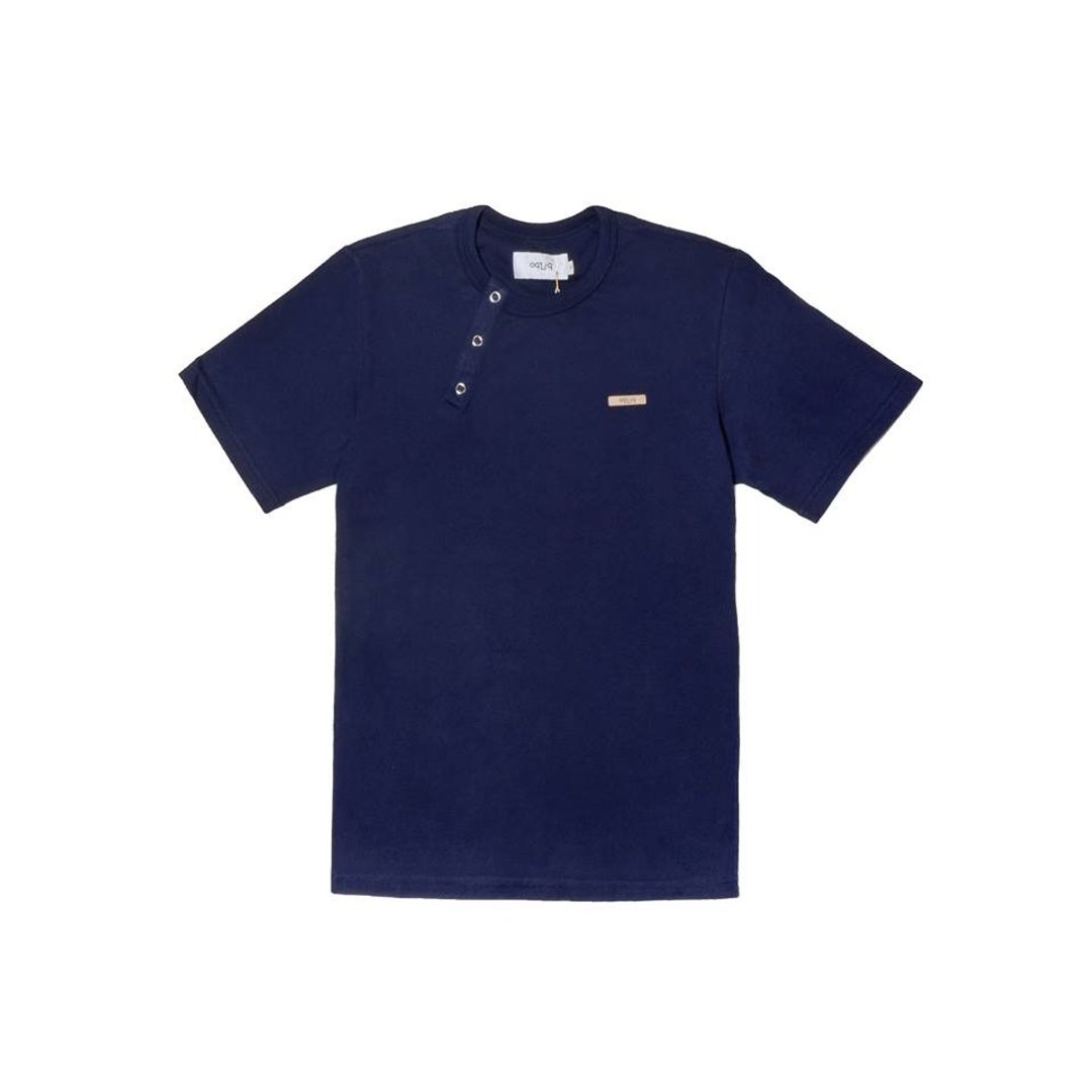 oqLiq - one way 开襟素面T-shirts(蓝色棉质) - 男装上衣/T 恤 - 棉 蓝色