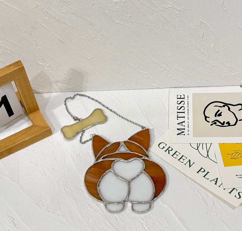 彩色玻璃-镶崁玻璃手作体验课-狗狗背影风铃吊饰 - 陶艺 - 玻璃 