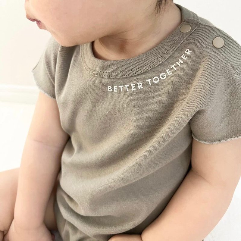 Odekake Onesies Greige - 包屁衣/连体衣 - 棉．麻 卡其色