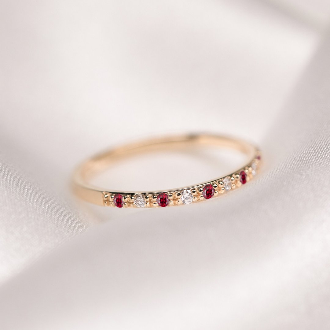 【PurpleMay Jewellery】18K金钻石红宝石婚戒 - R001-1 - 戒指 - 宝石 红色