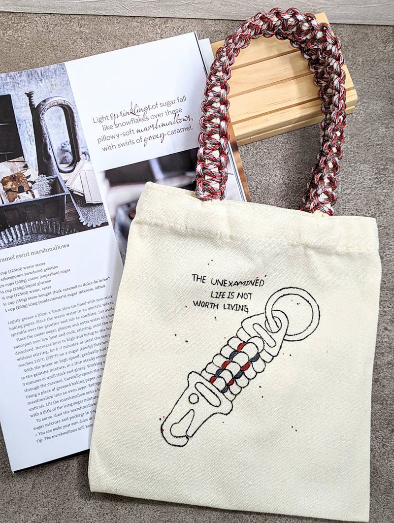 W.A.L- Paracord tote bag 手绘帆布袋 帆布包 手提袋(小款) - 手提包/手提袋 - 其他材质 