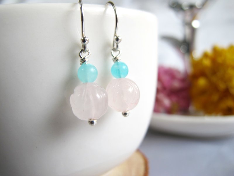 天河石 粉晶 925银饰【兰馨】花朵天然石耳环系列 - 耳环/耳夹 - 水晶 多色