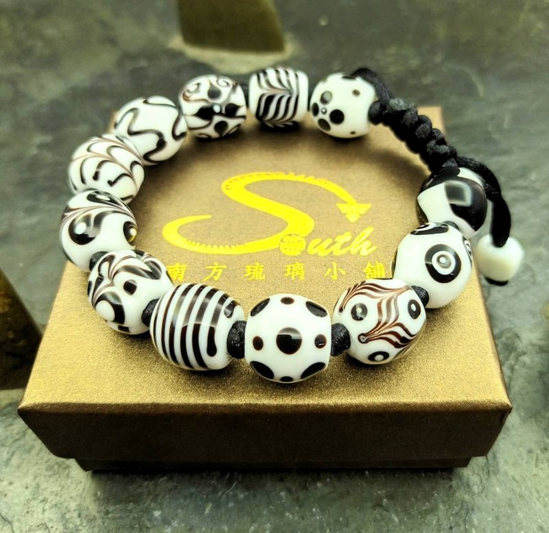 黑白系列-白12珠 - 手链/手环 - 琉璃 白色