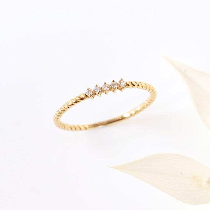 Visel  麻花排钻戒指 - 戒指 - 贵金属 金色