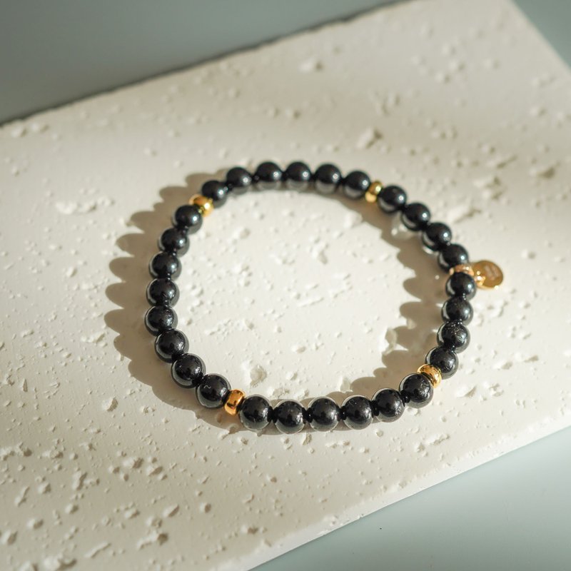 黑碧玺925纯银手链 - 手链/手环 - 水晶 