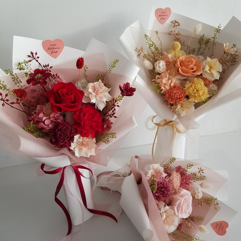 永生花+干燥花 |永生康乃馨玫瑰花束  毕业 生日 祝福 - 干燥花/捧花 - 植物．花 多色