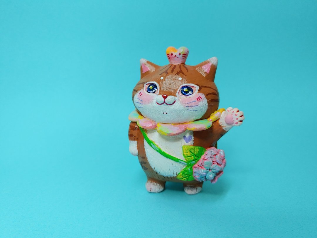 紫阳虎斑举手猫仔 - 玩偶/公仔 - 其他材质 咖啡色