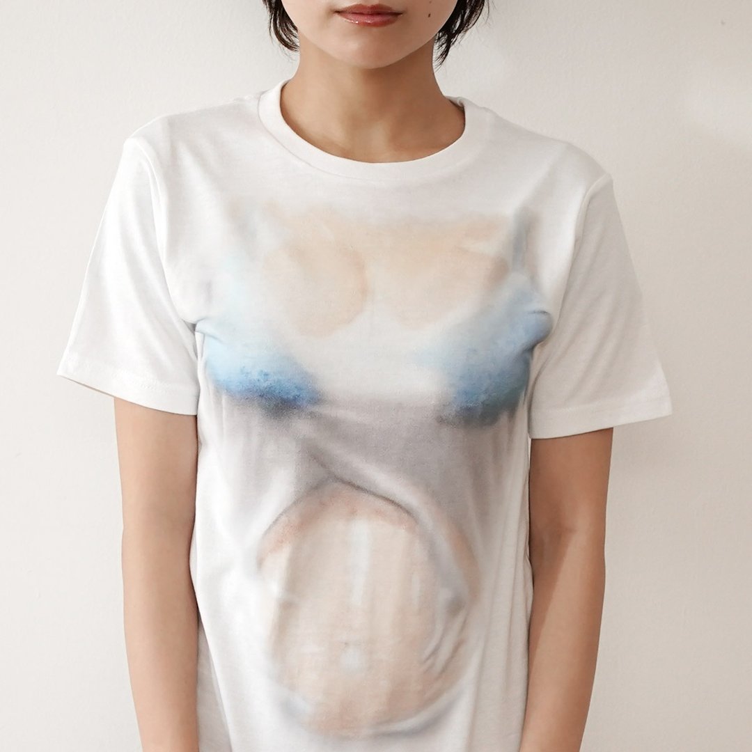 Mousou Mapping T-shirt/ Splash/ BLUE - 女装衬衫 - 棉 蓝色