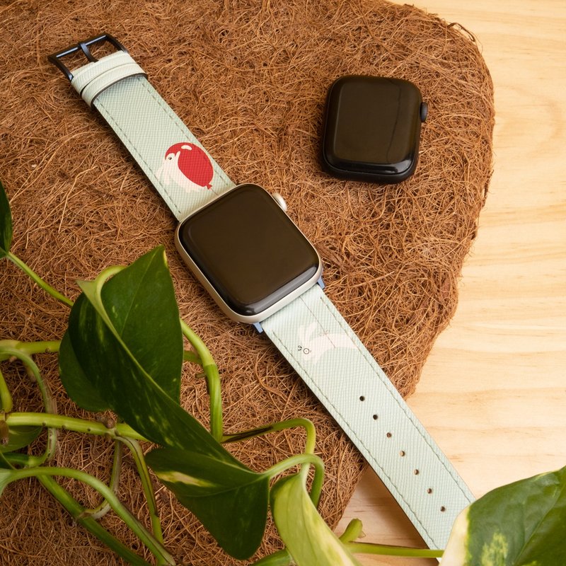 JESSENIAORIGINAL 天蓝色受惊可爱兔仔| 苹果智能腕表小牛皮表带 - 表带 - 真皮 