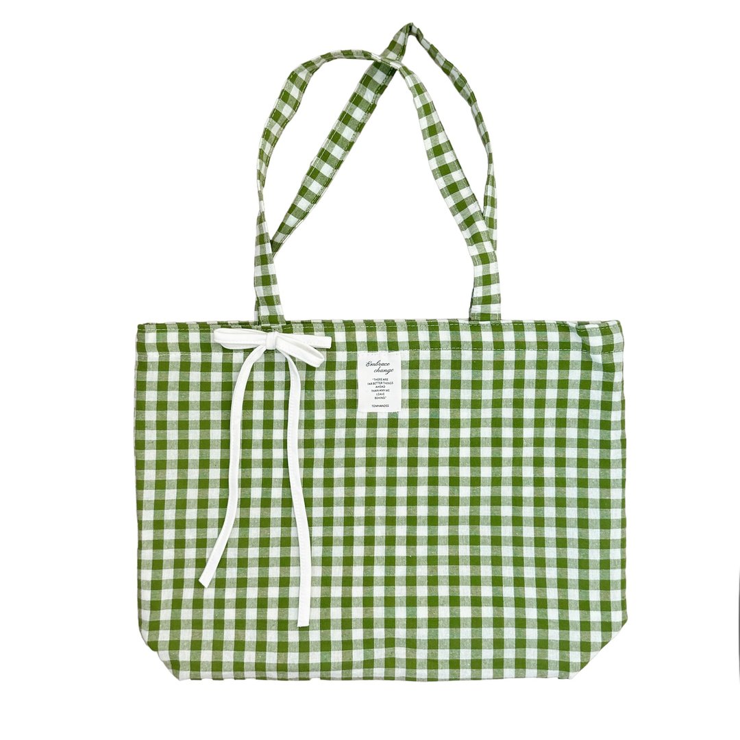 Everyday Tartan Tote (#Avocado) - 手提包/手提袋 - 其他材质 