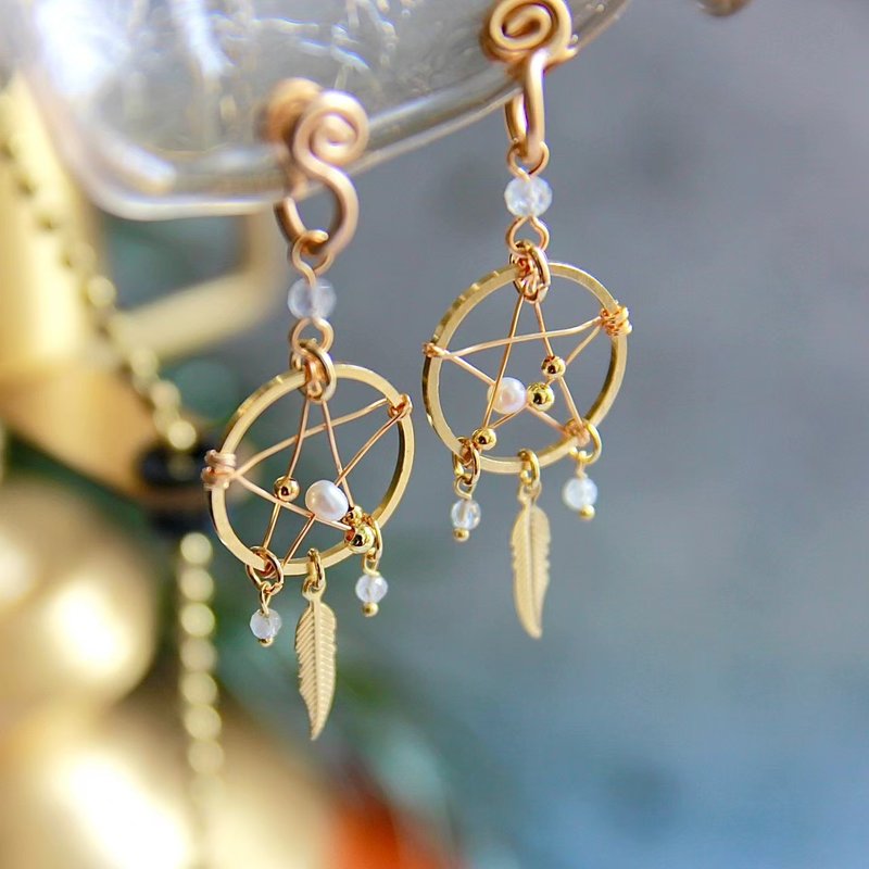 无痛耳夹/捕梦网耳环 - 耳环/耳夹 - 铜/黄铜 