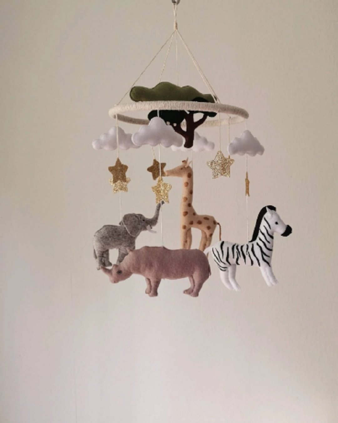 Jungle theme baby mobile, Safari mobile, crib mobile, Neutral mobile - 玩具/玩偶 - 环保材料 绿色