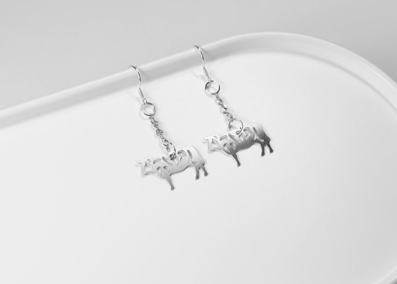 十二生肖─牛 耳环【迷你款】_动物系列_造题 - 耳环/耳夹 - 其他金属 银色