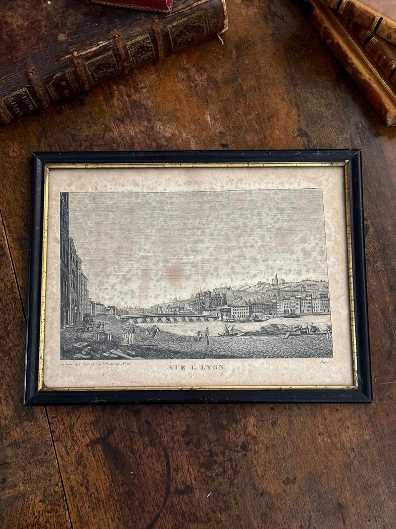 50167-珍稀19世纪法国古董铜版画Vue de Lyon里昂的景色29x22cm - 墙贴/壁贴 - 纸 