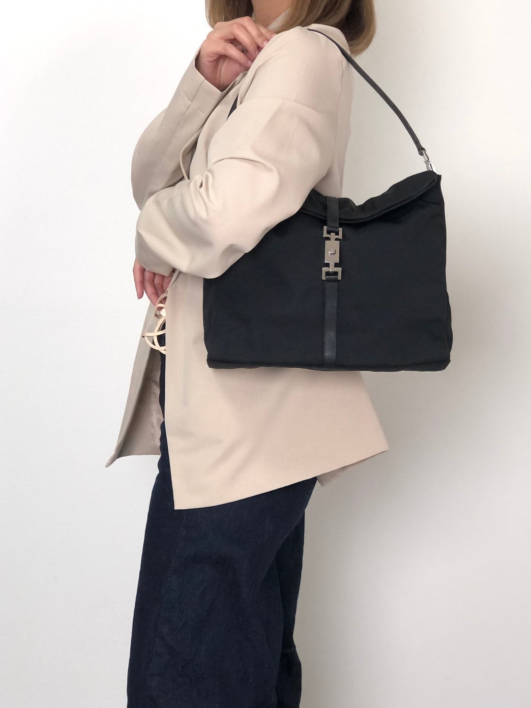 【日本直送 名牌中古包】GUCCI 古驰 侧肩包 黑色 尼龙 Jackie vintage 古着 7vab77 - 侧背包/斜挎包 - 尼龙 黑色