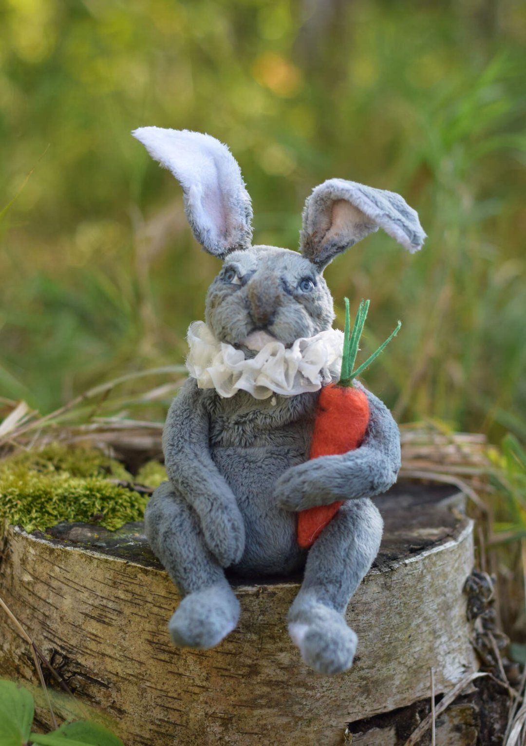 Rabbit, 兔子 , stuffed rabbit, plush toy, handmade interior doll - 玩偶/公仔 - 其他材质 灰色