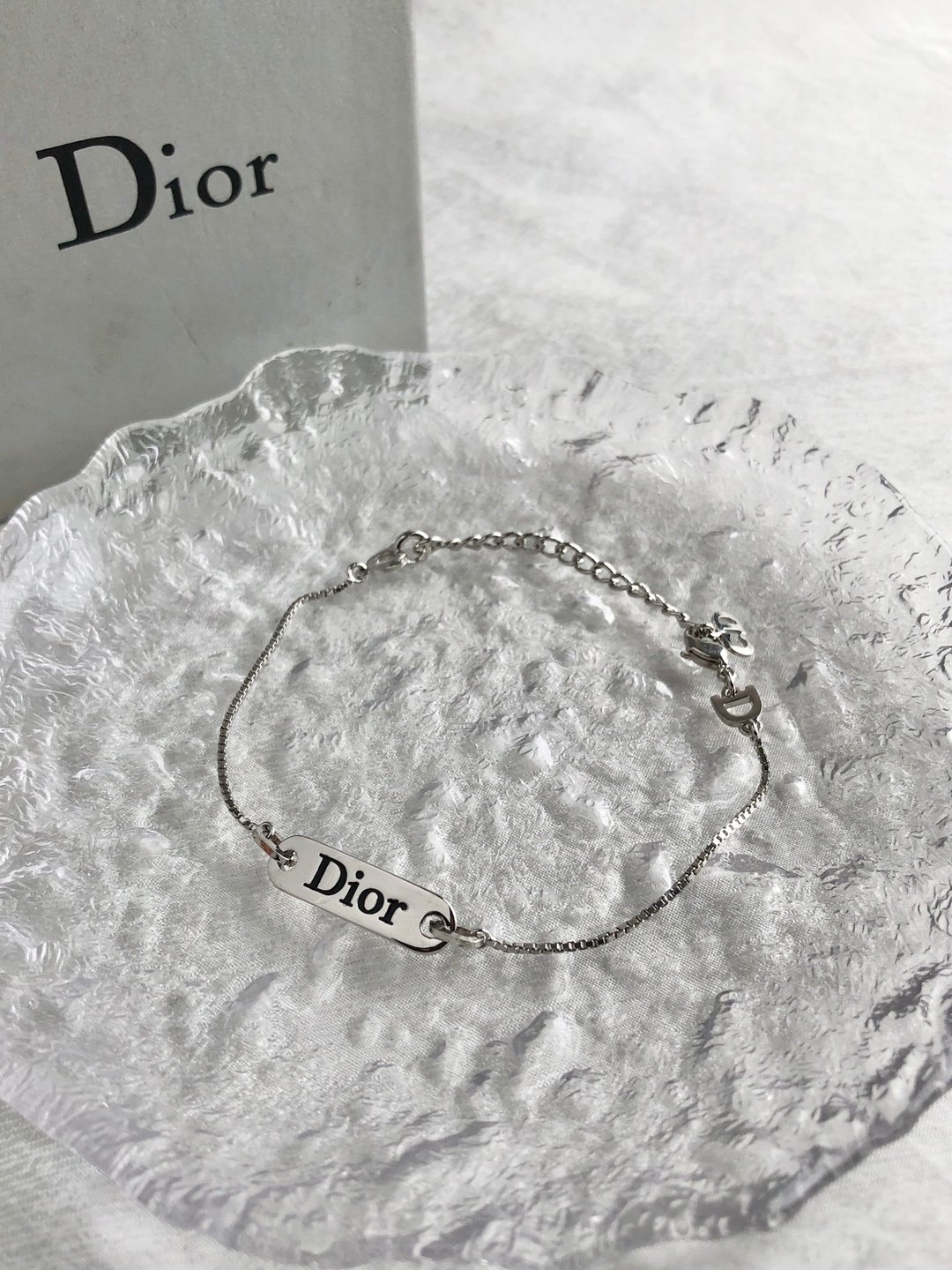 【日本直送 名牌中古包】Christian Dior クリスチャン ディオール 手链 银色 DIOR logo 饰牌 vintage ssz8bh - 手链/手环 - 其他材质 银色