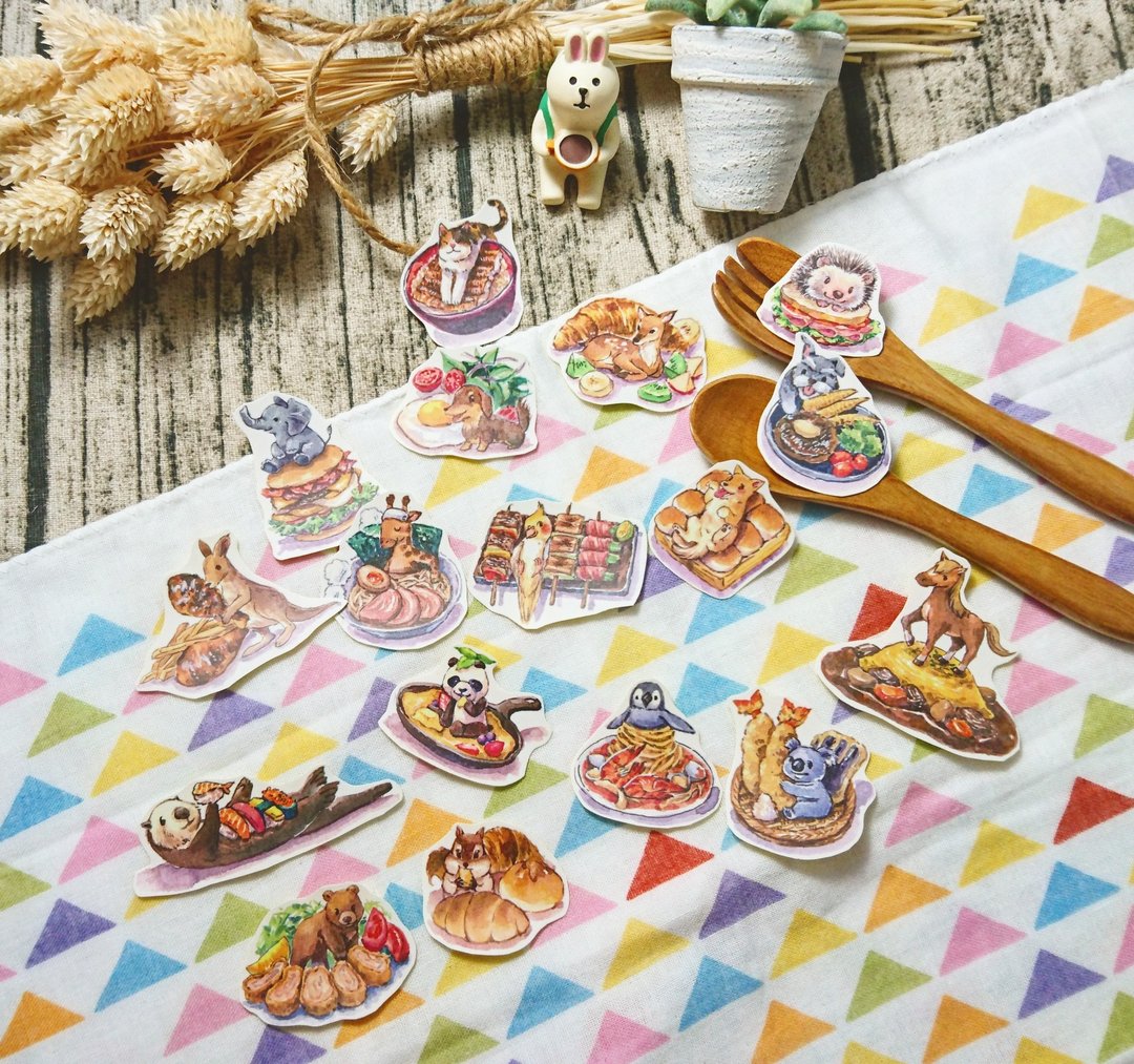 小动物食堂/17入贴纸 - 贴纸 - 纸 多色