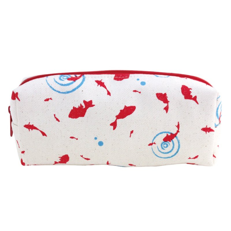 金鱼造型笔袋 棉质 文具 铅笔 化妆品 日本制造 - 铅笔盒/笔袋 - 塑料 白色