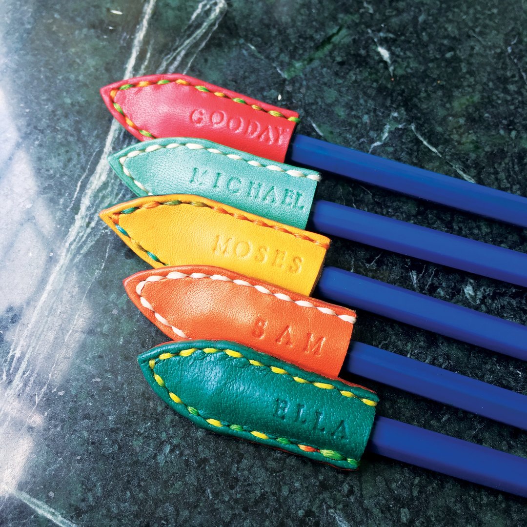 定制化礼物 配色皮革Apple Pencil或铅笔 笔套 皮套 5入组 - 铅笔盒/笔袋 - 真皮 多色