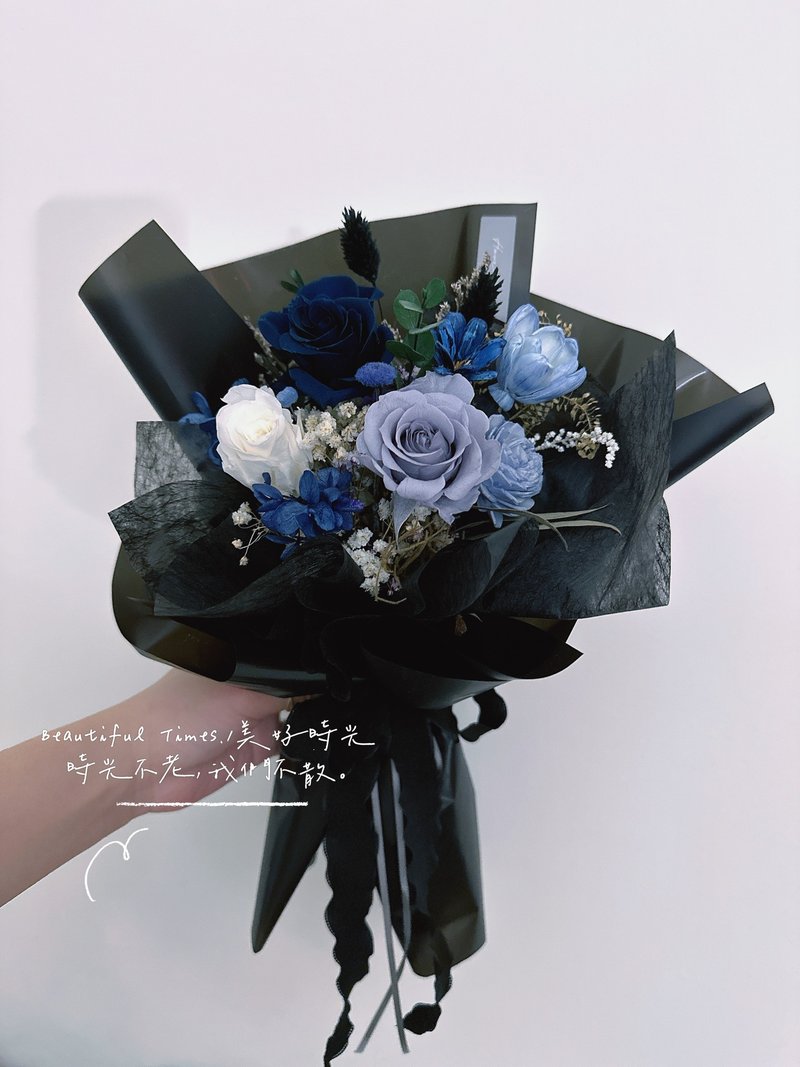 美好时光| 无尽蓝-七夕情人节、永生花花束、玫瑰花束、花束 - 干燥花/捧花 - 植物．花 蓝色