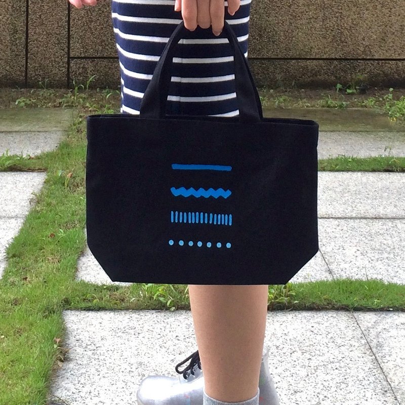 SillyCilly犀利希莉::B1602蓝布鲁::帆布手提袋 - 手提包/手提袋 - 棉．麻 黑色