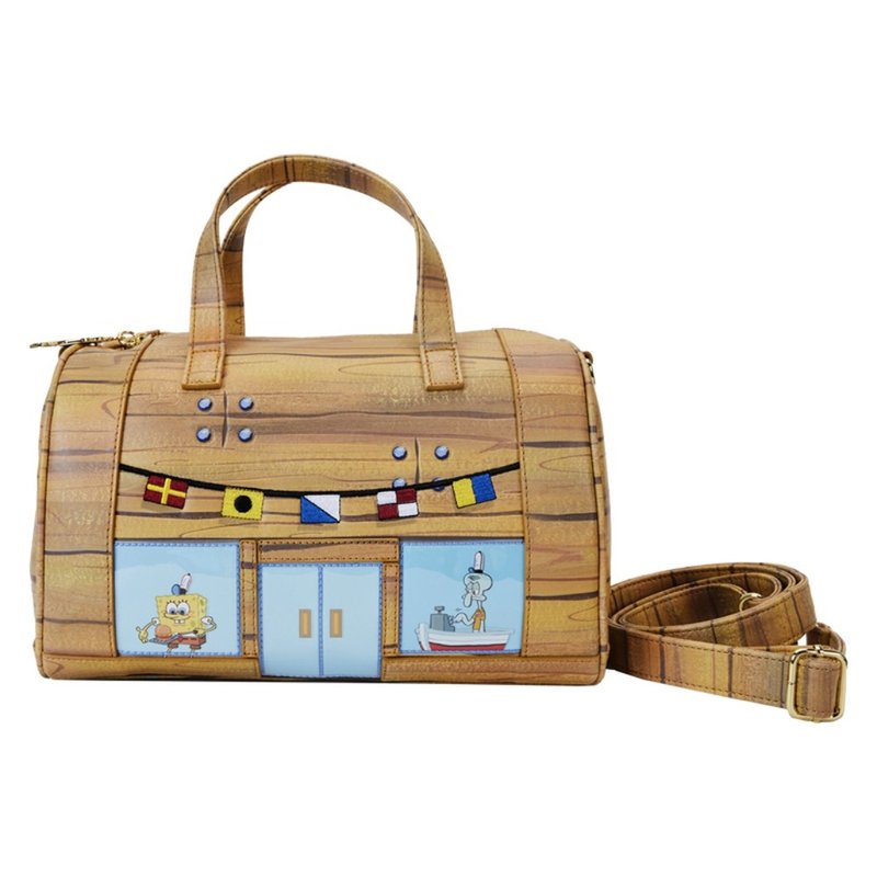 LOUNGEFLY-海绵宝宝25周年 蟹堡王餐厅侧背包 - 侧背包/斜挎包 - 人造皮革 咖啡色