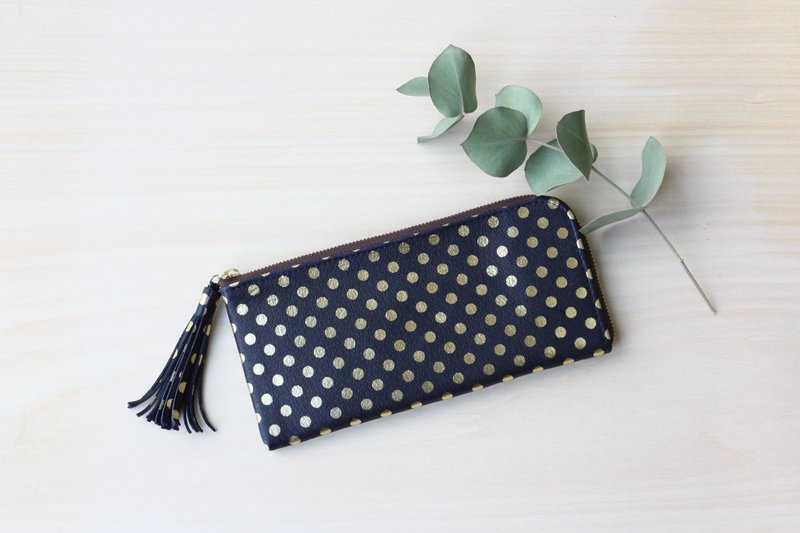 Pigskin's slim long wallet Mizumatama navy - 皮夹/钱包 - 真皮 蓝色