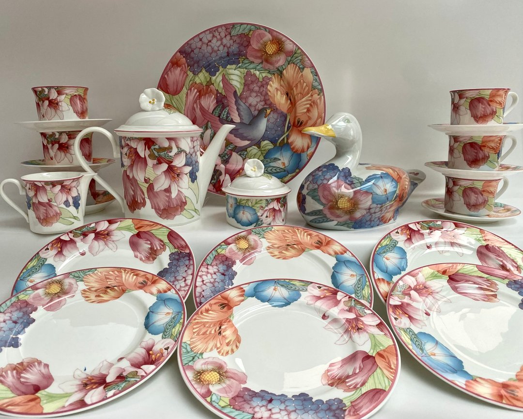 复古 Villeroy & Boch Gallo 设计骨瓷茶具套装 23 件 - 茶具/茶杯 - 瓷 多色
