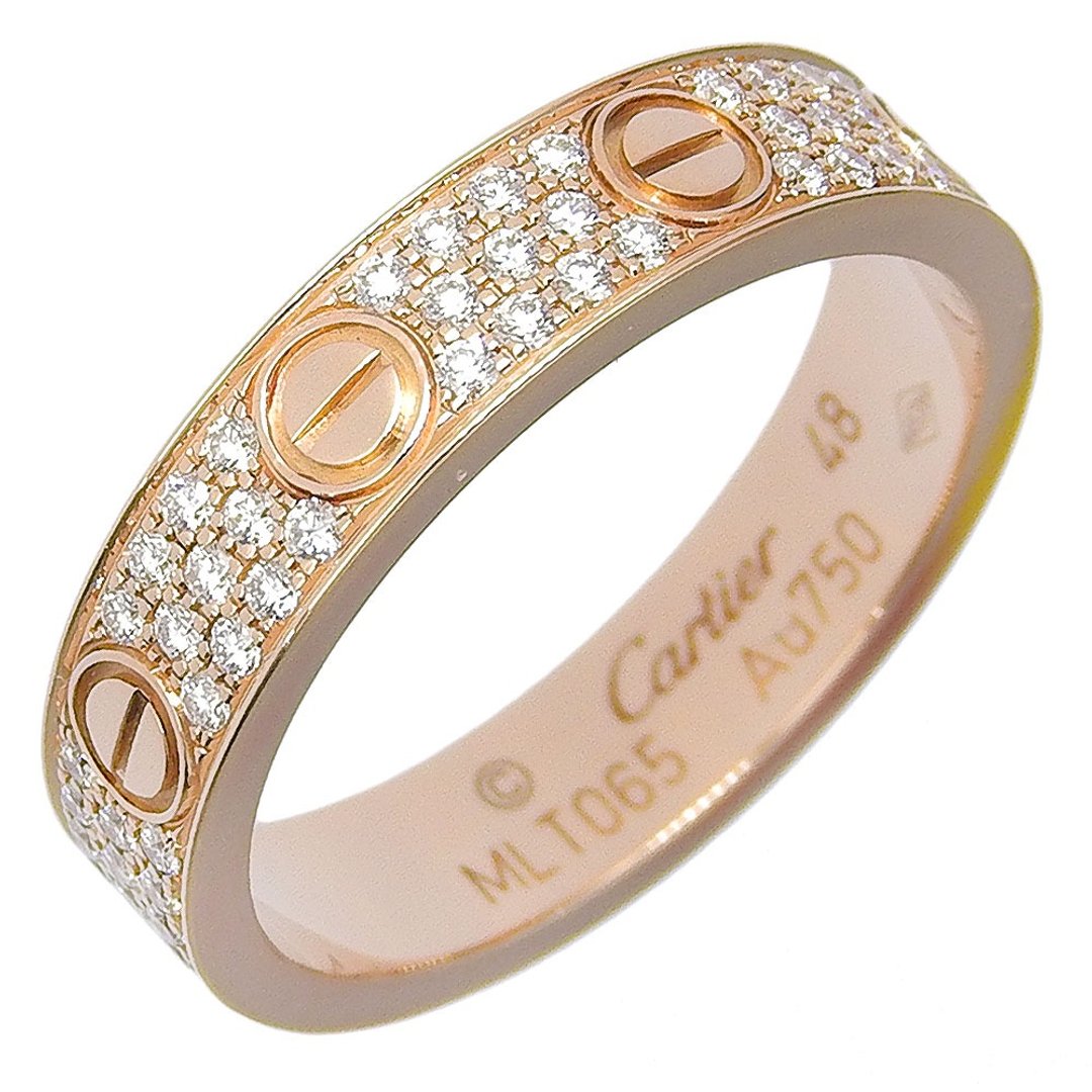 【日本直送】Cartier 卡地亚 迷你LOVE戒指 8号 满钻 戒指 B4085848 18K玫瑰金×钻石 约3.5g 女仕【二手】 - 戒指 - 贵金属 金色