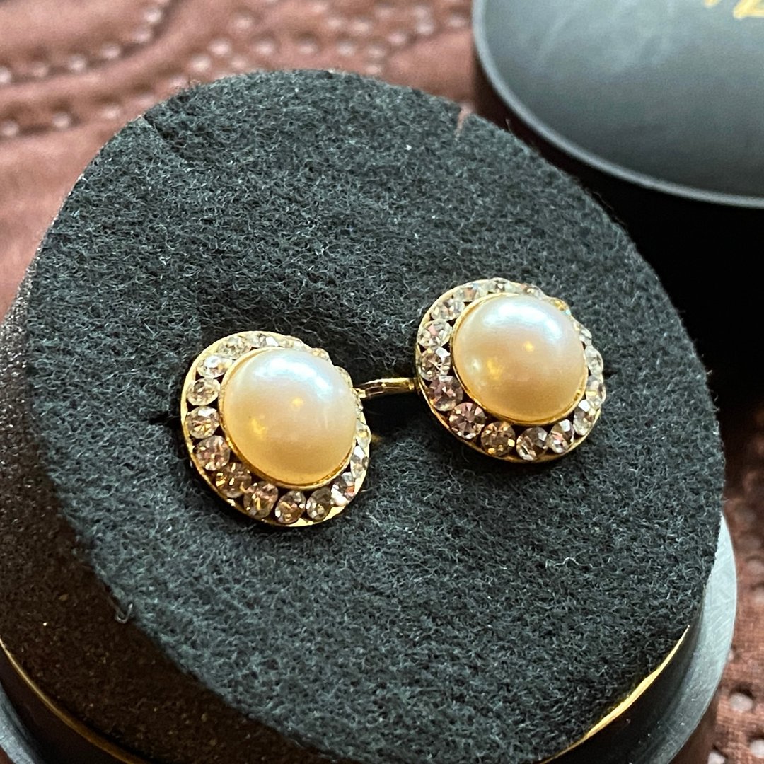 Vintage Jewelry│日本 FAVORITE JEWEL 经典珍珠耳夹/含盒 - 耳环/耳夹 - 珍珠 透明
