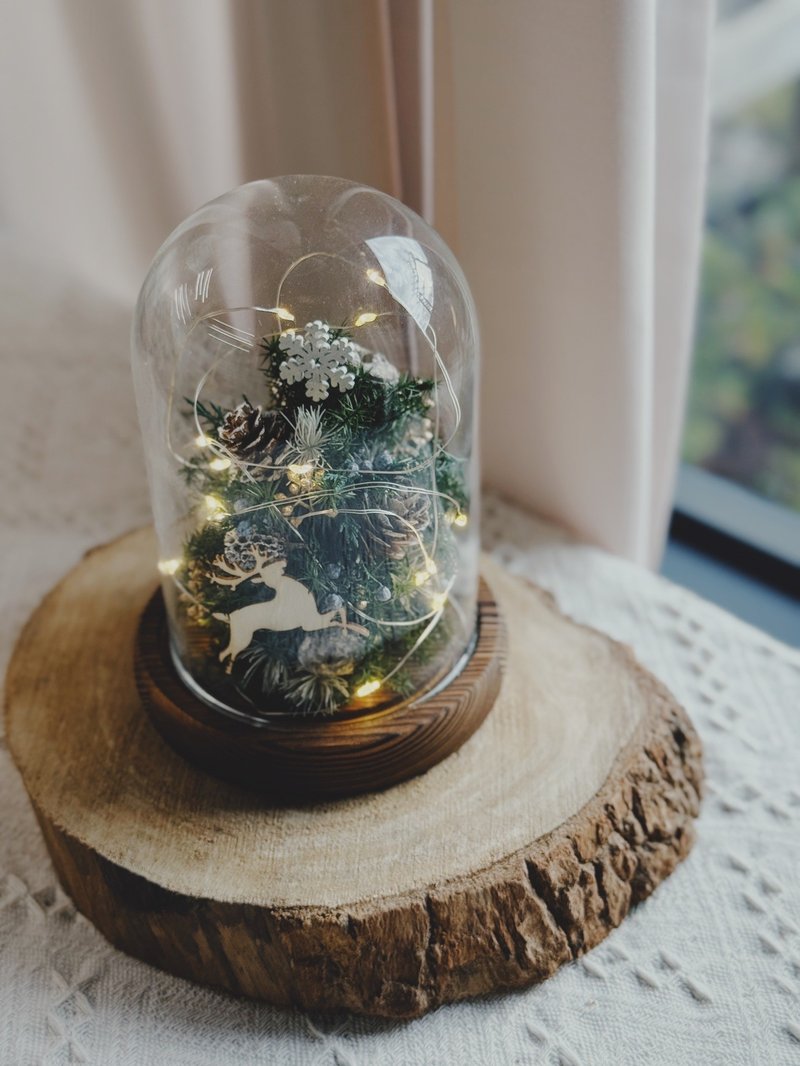 【现货】圣诞游乐园 玻璃盅.圣诞礼物.交换礼物.圣诞节 - 干燥花/捧花 - 植物．花 绿色