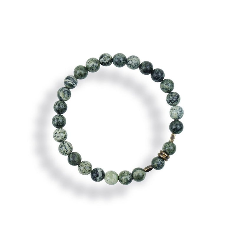 Op.36 复古天然石手链 古法手工做舊 格恩巴石 - 手链/手环 - 半宝石 绿色
