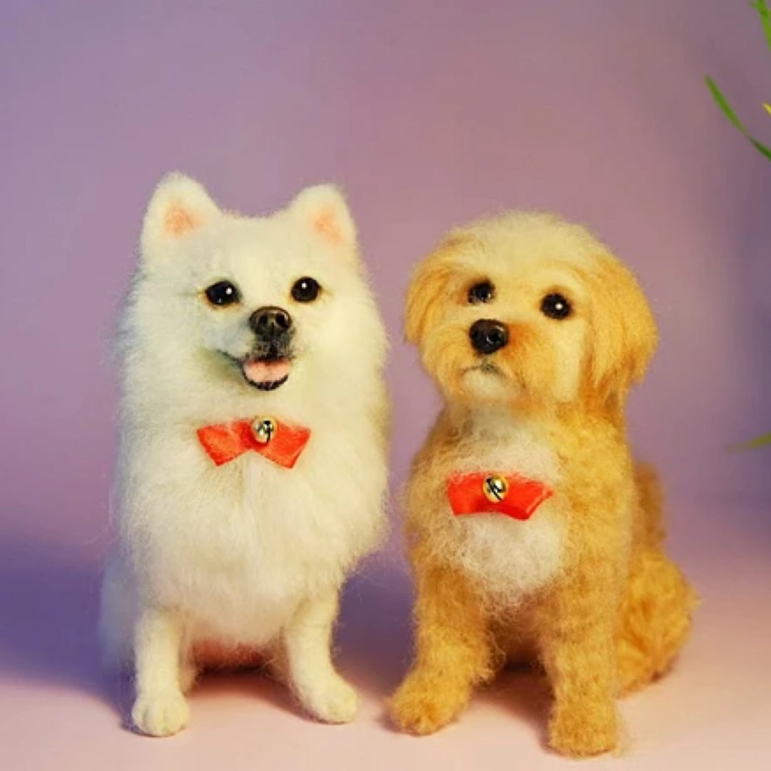 定制 逼真犬 毛孩 宠物 博美 羊毛毡 娃娃 似颜绘 纪念 狗狗 !2 - 玩具 - 羊毛 多色