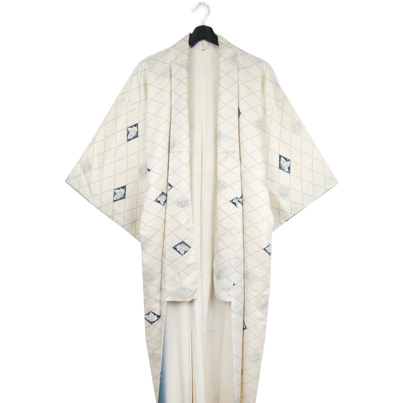 Back to Green-日本带回羽织 振袖 格纹蝴蝶 /vintage kimono - 女装休闲/机能外套 - 丝．绢 