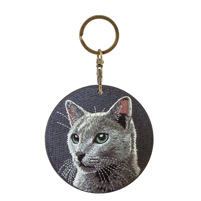 EMJOUR 双面刺绣吊饰 -俄罗斯蓝猫 | 仿真刺绣 - 吊饰 - 绣线 