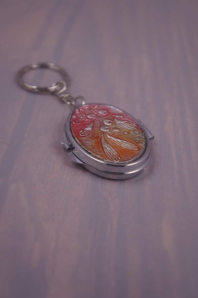 锡雕多用途椭圆型镜盒钥匙圈2 - 钥匙链/钥匙包 - 其他材质 银色