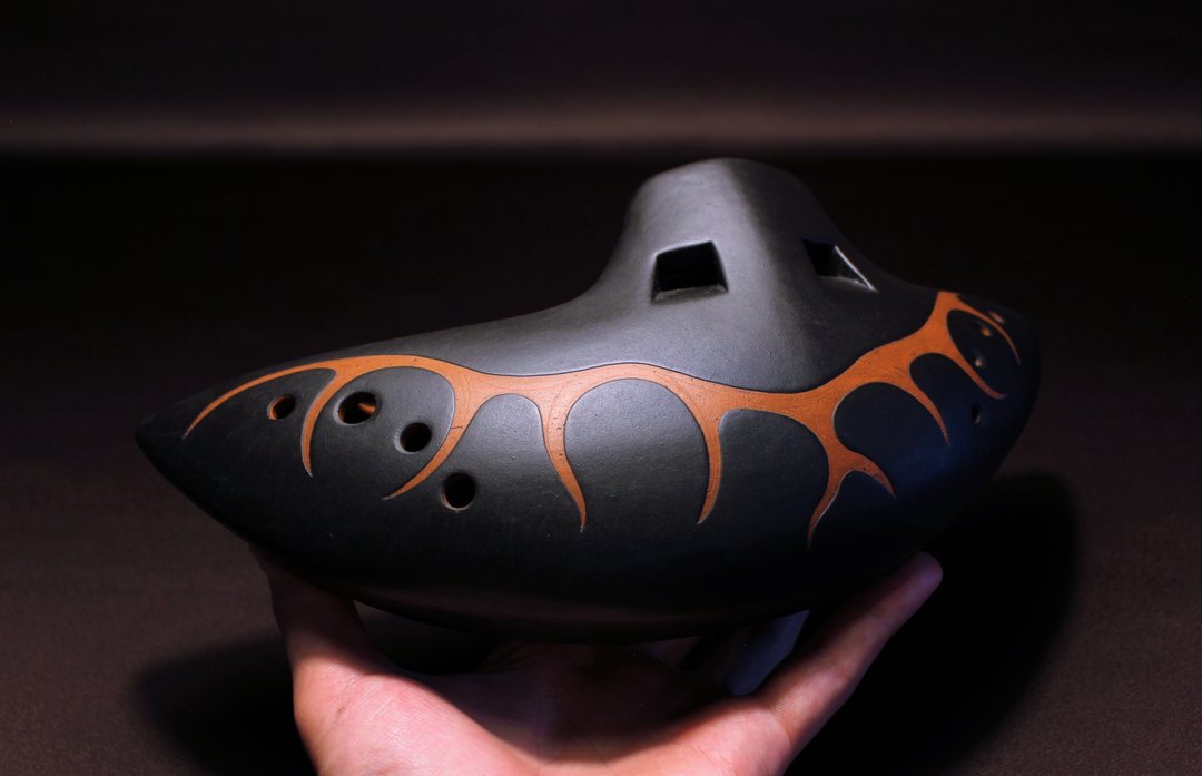 Baritone Double Polyphonic Ocarina - 吉他/乐器 - 陶 咖啡色
